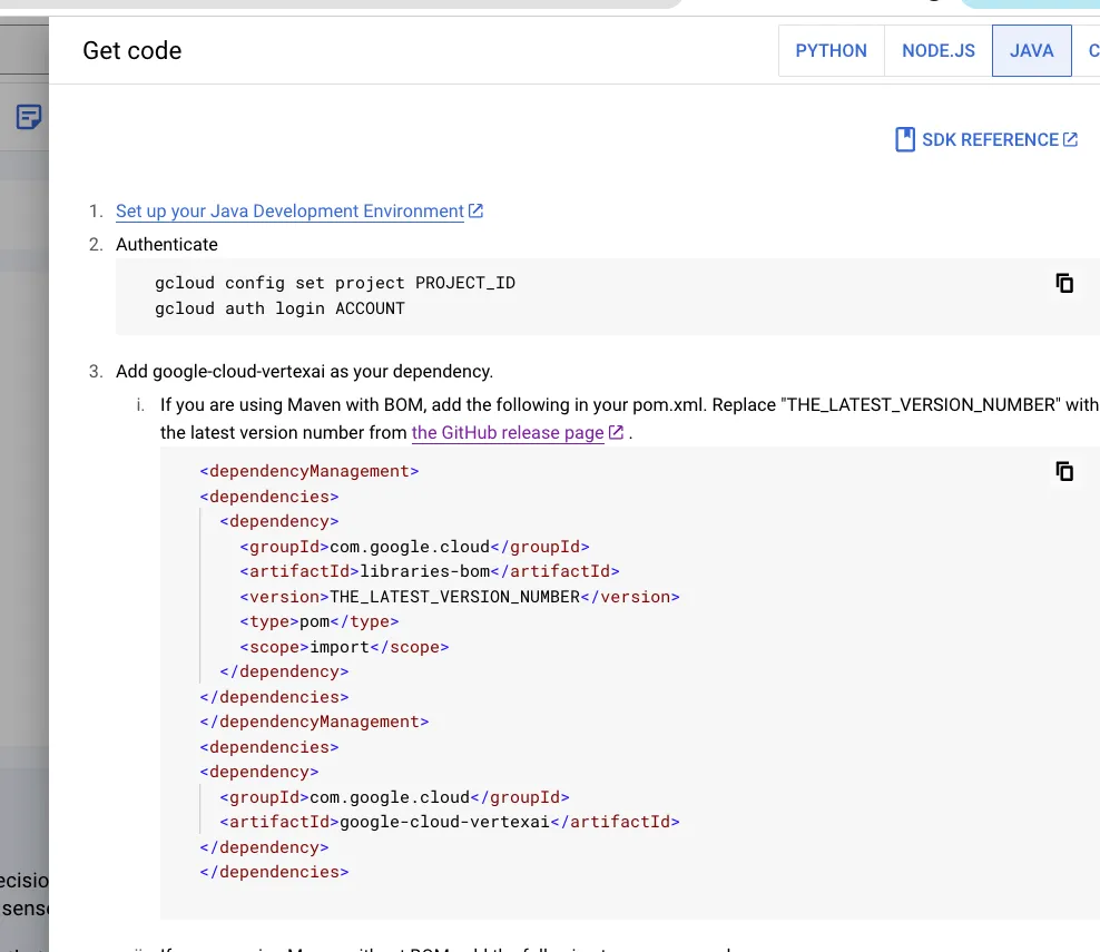 java tab showing instructions